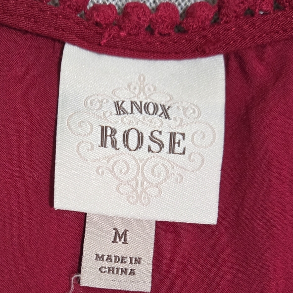 KNOX ROSE Burgundy Short Sleeve Dress with Swiss Dots Size Medium - Picture 10 of 12